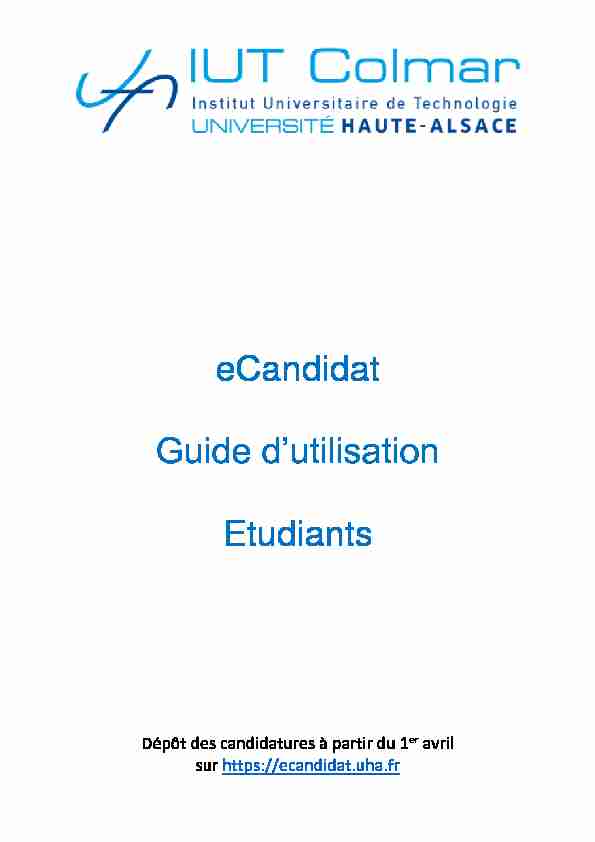 eCandidat Guide dutilisation Etudiants