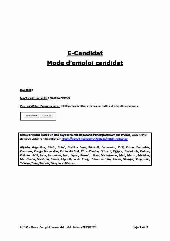 [PDF] E-Candidat Mode demploi candidat - UTBM