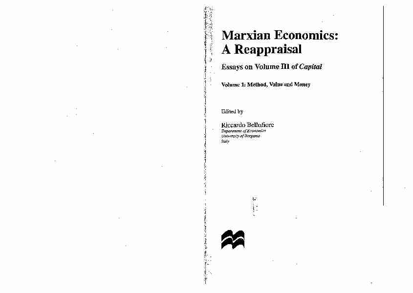 Marxian Economics: A Reappraisal