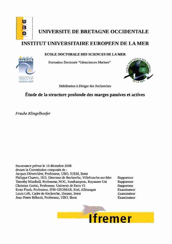 [PDF] Etude de la structure profonde des marges  - Archimer - Ifremer