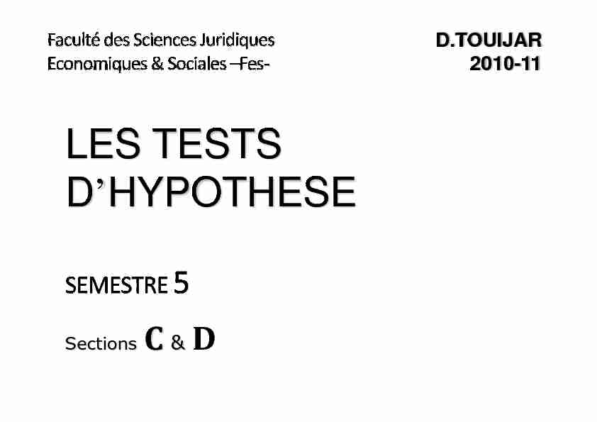 LES TESTS DHYPOTHESE