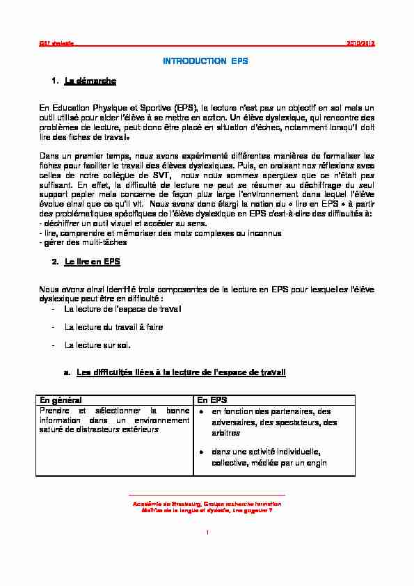 [PDF] INTRODUCTION DISCIPLINAIRE EPS - Académie de Strasbourg