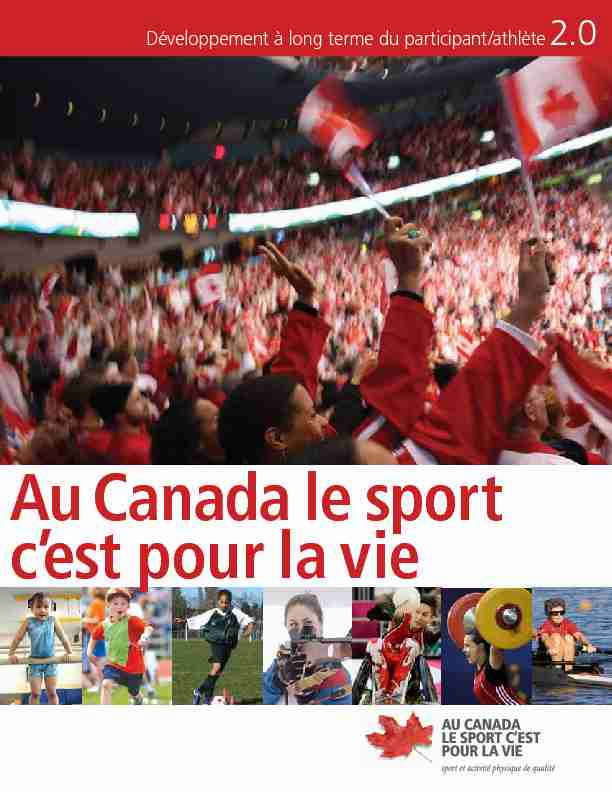Au Canada le sport cest pour la vie