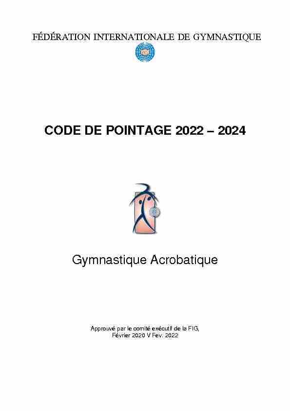 CODE DE POINTAGE 2022 – 2024 Gymnastique Acrobatique