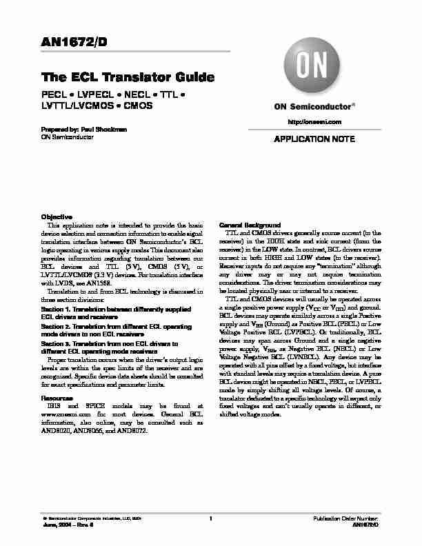 [PDF] AN1672/D The ECL Translator Guide - UMD Physics