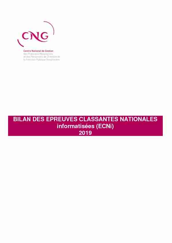 BILAN DES EPREUVES CLASSANTES NATIONALES informatisées