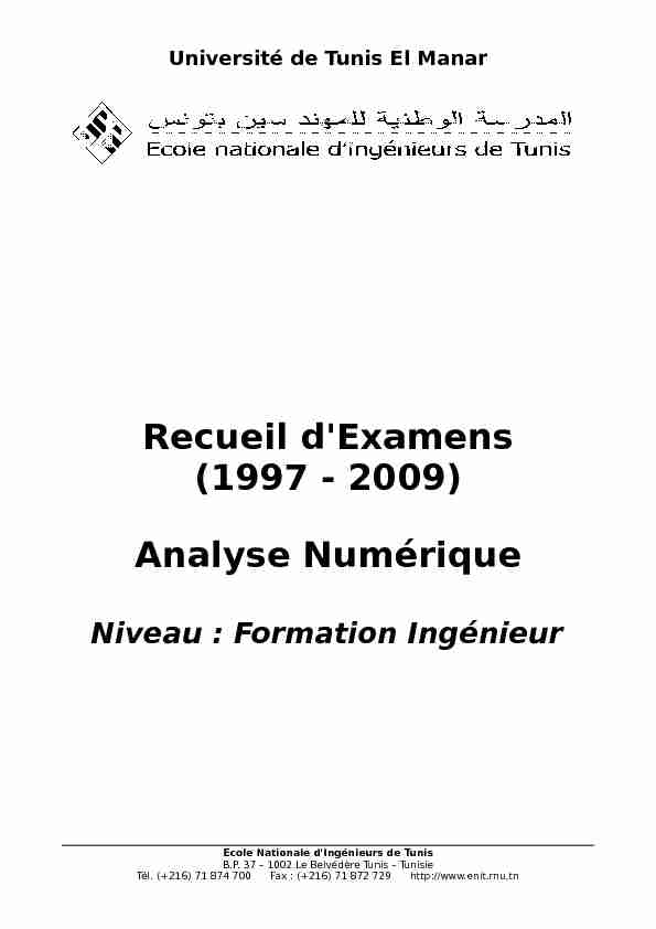 Recueil dExamens (1997 - 2009) Analyse Numérique