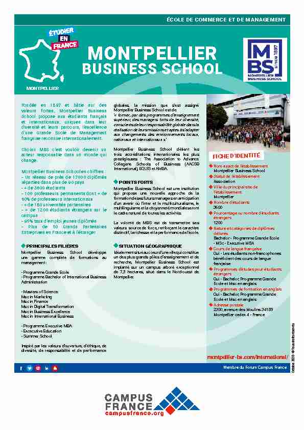 [PDF] Groupe Sup de Co Montpellier Business School - Campus France