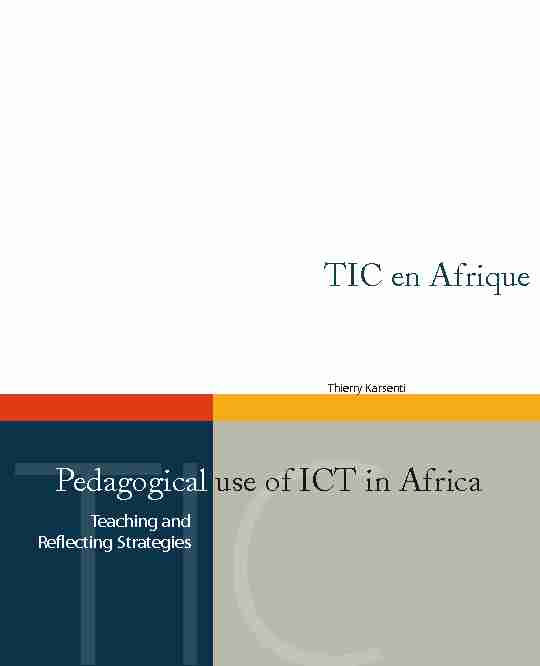 Intégration pédagogique des TIC en Afrique Pedagogical use of ICT