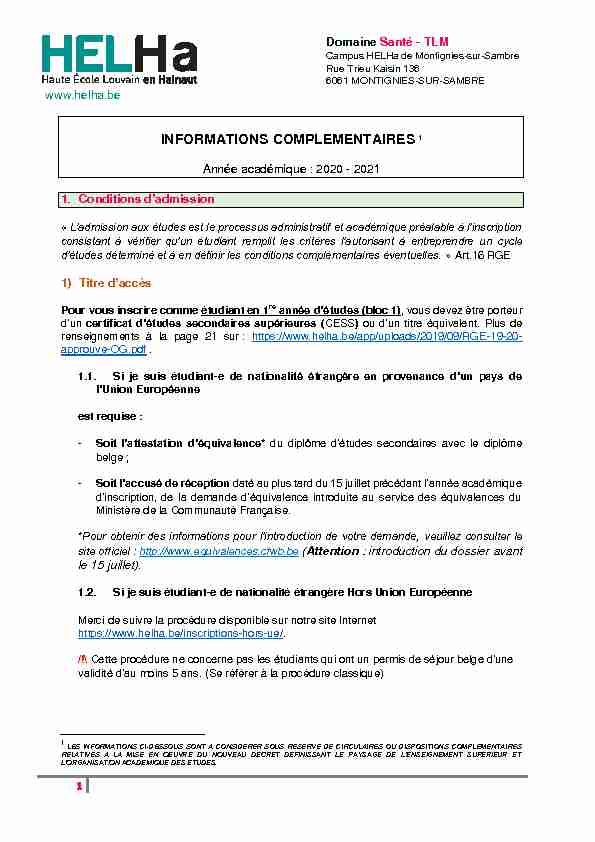 INFORMATIONS COMPLEMENTAIRES 1