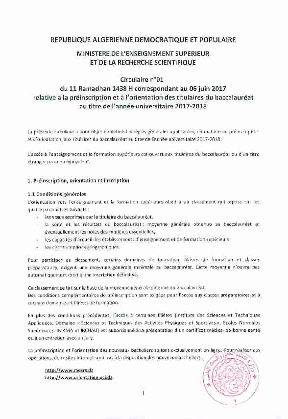 [PDF] circulaire n°01 2017-2018, version langue française - école normale