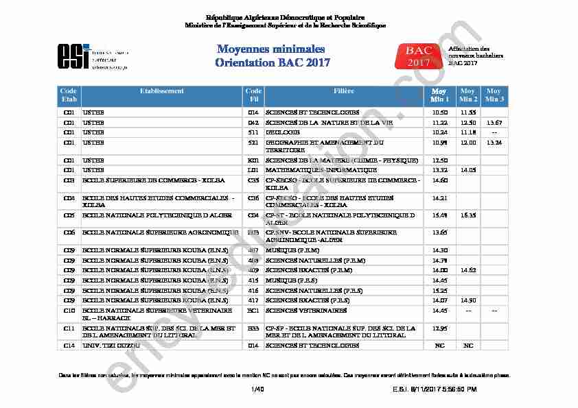 [PDF] Moyennes minimales Orientation BAC 2017