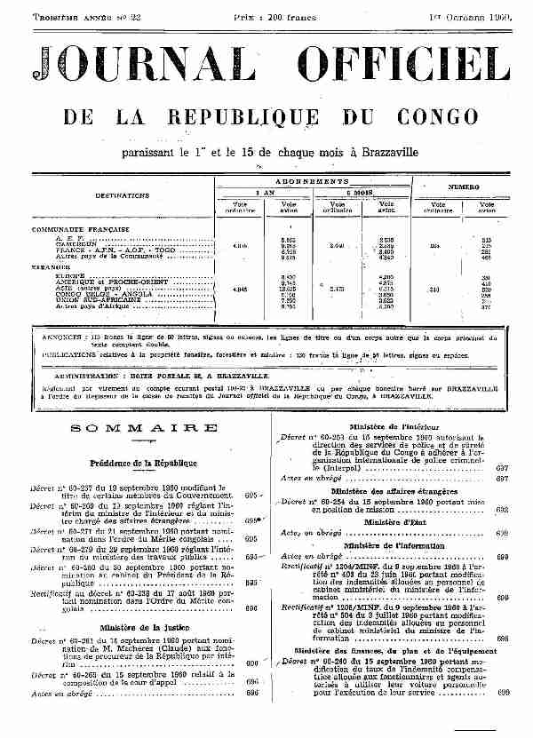 DE LA REPUBLIQUE DU CONGO