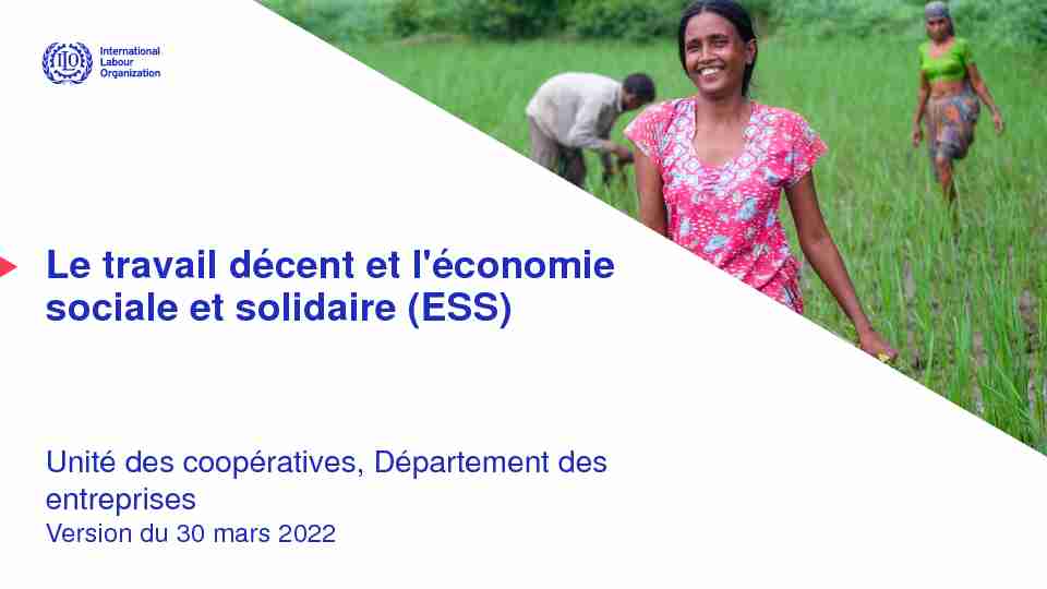 Le travail décent et léconomie sociale et solidaire (ESS)