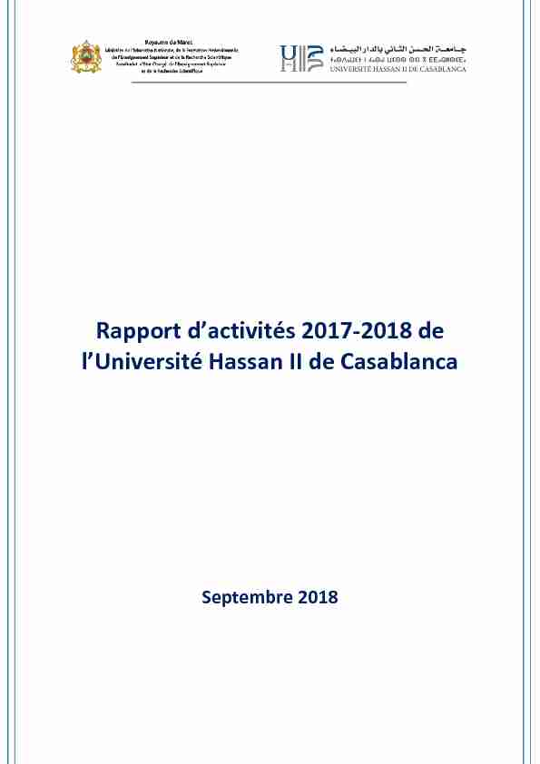 Rapport dactivités 2017-2018 de lUniversité Hassan II de Casablanca