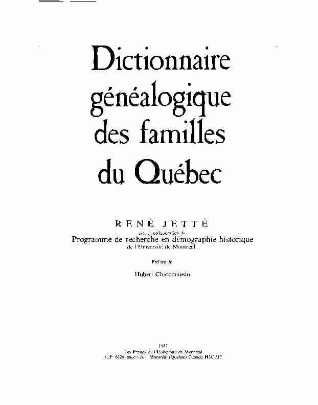 Dictionnaire généalogique des familles du Québec