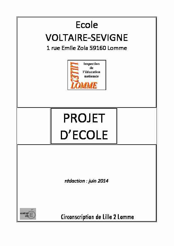 PROJET DECOLE - Ecole Voltaire Sévigné de Lomme