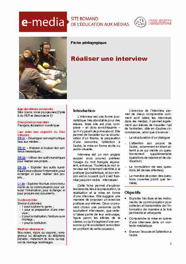 [PDF] Réaliser une interview
