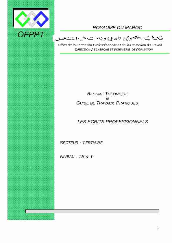 [PDF] ROYAUME DU MAROC LES ECRITS PROFESSIONNELS NIVEAU