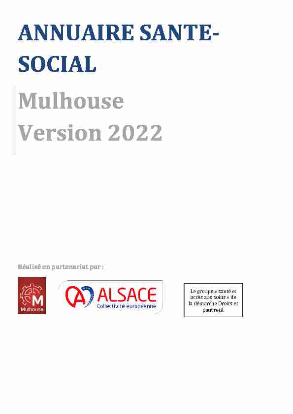 ANNUAIRE SANTE- SOCIAL Mulhouse Version 2022