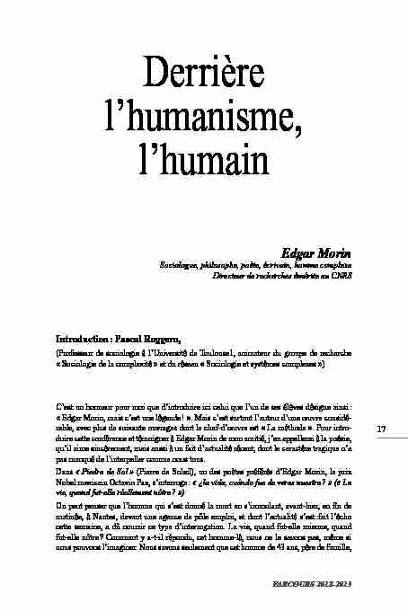 [PDF] Edgar Morin - Toulouse Capitole Publications