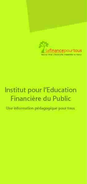 Institut pour lEducation Financière du Public