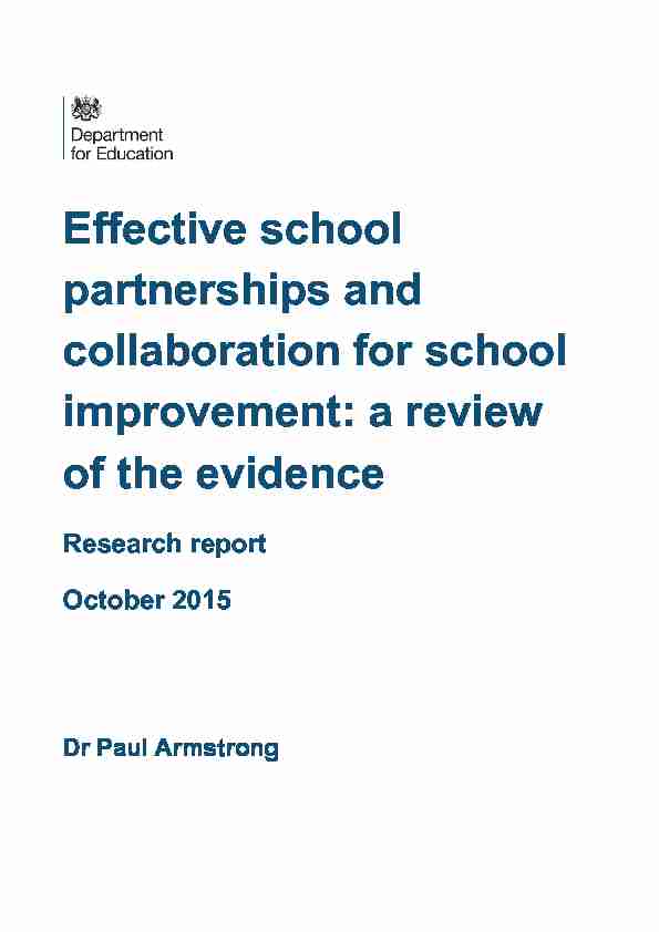 Effective school partnerships and collaboration for school