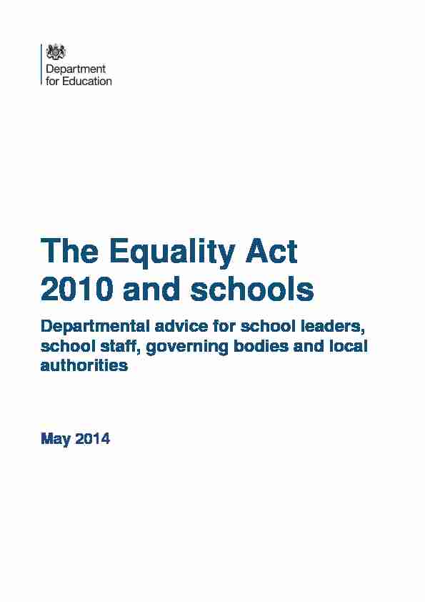 The Equality Act 2010 and schools