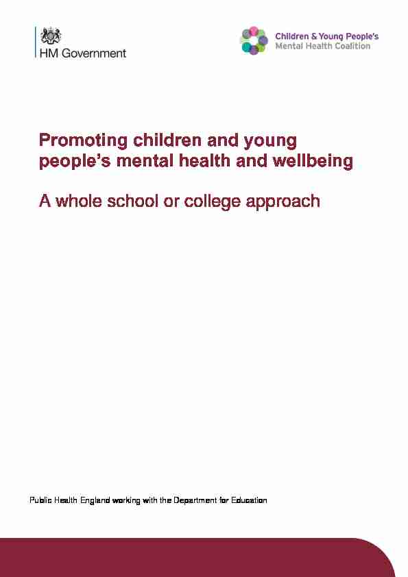 Promoting children and young peoples mental health and wellbeing