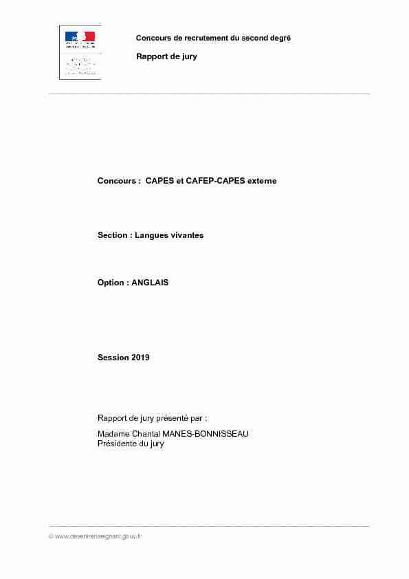 Rapport de jury Concours : CAPES et CAFEP-CAPES externe