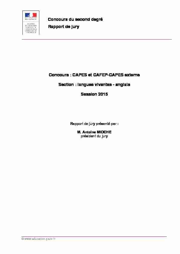 Concours : CAPES et CAFEP-CAPES externe Section : langues
