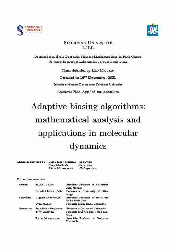 Adaptive biasing algorithms: mathematical analysis and applications