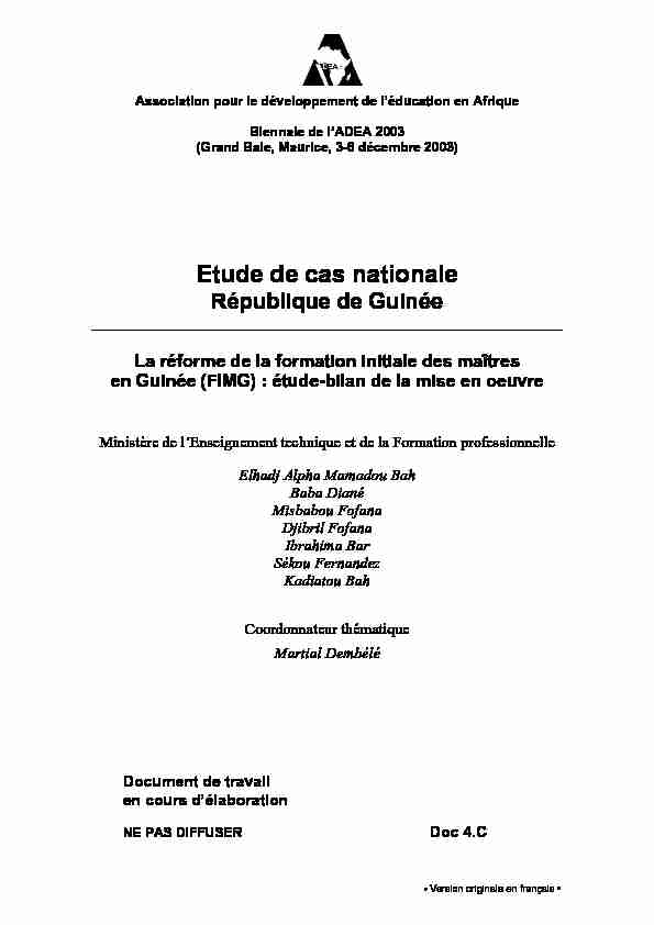 Etude de cas nationale - République de Guinée