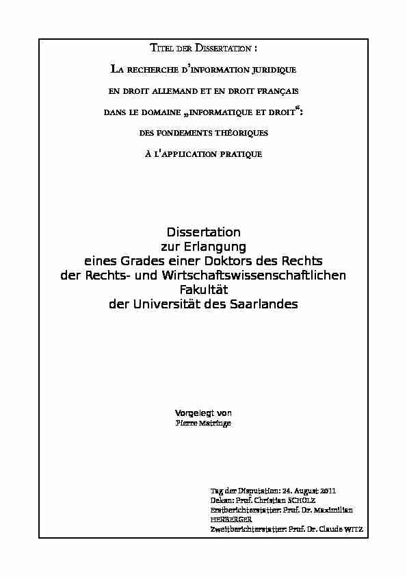 La recherche dinformation juridique en droit allemand et en droit