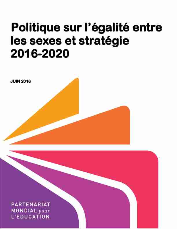 Politique sur légalité entre les sexes et stratégie 2016-2020