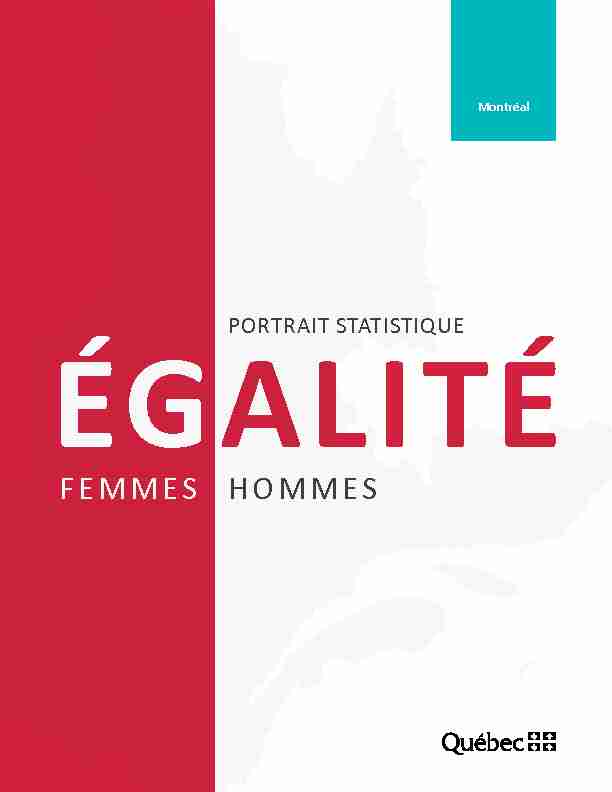 Portrait statistique Égalité femmes hommes Montréal (2016)