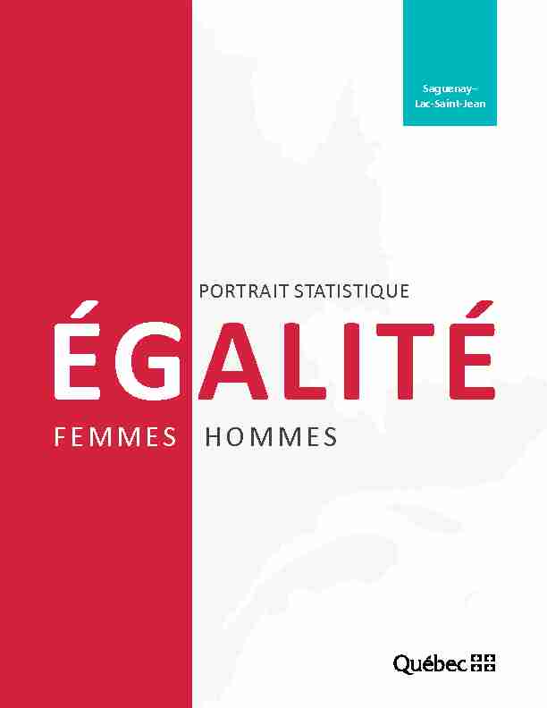 Portrait statistique Égalité Femmes hommes - Saguenay-Lac-Saint