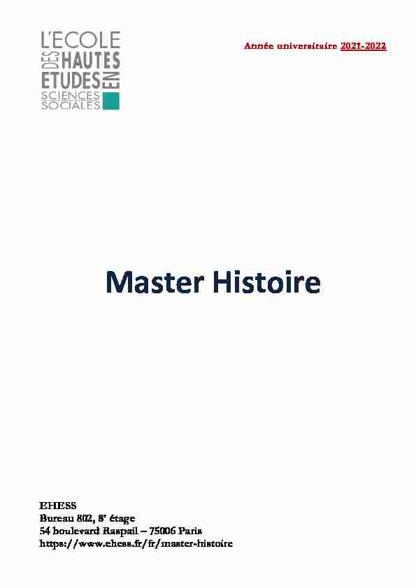 Master Histoire
