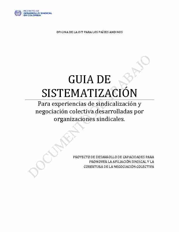 [PDF] GUIA DE SISTEMATIZACIÓN - ILO