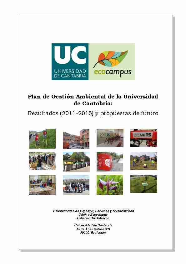 Plan de Gestión Ambiental de la Universidad de Cantabria