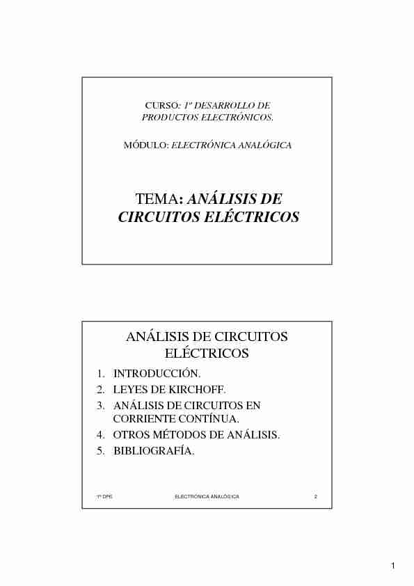 TEMA: ANÁLISIS DE CIRCUITOS ELÉCTRICOS