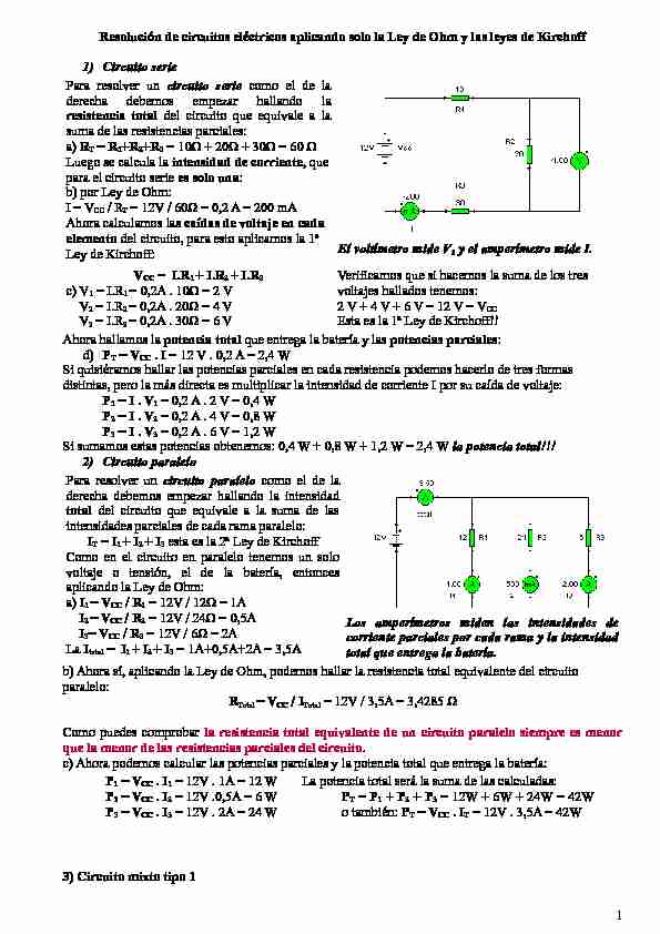 [PDF] Resolución de circuitos eléctricos aplicando solo la Ley de Ohm y
