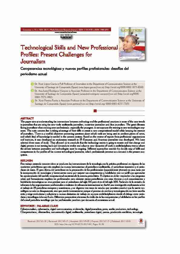 Technological Skills and New Professional Profiles: Present