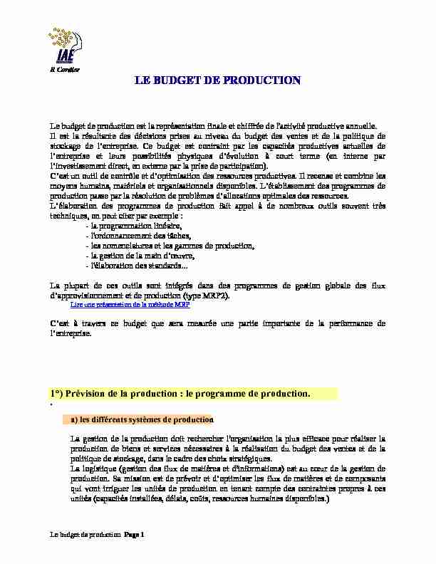 [PDF] LE BUDGET DE PRODUCTION - AUNEGE