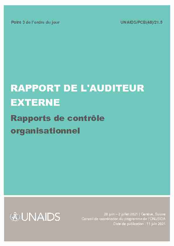 [PDF] RAPPORT DE LAUDITEUR EXTERNE - UNAIDS