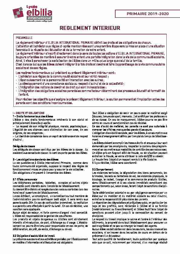 [PDF] Reglement-interieur-2019-2020-cm2pdf - Lycée ELBILIA International