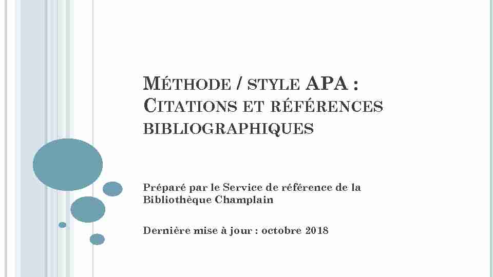 méthode / style apa : citations et références