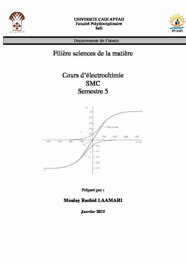 Filière sciences de la matière Cours délectrochimie SMC Semestre 5