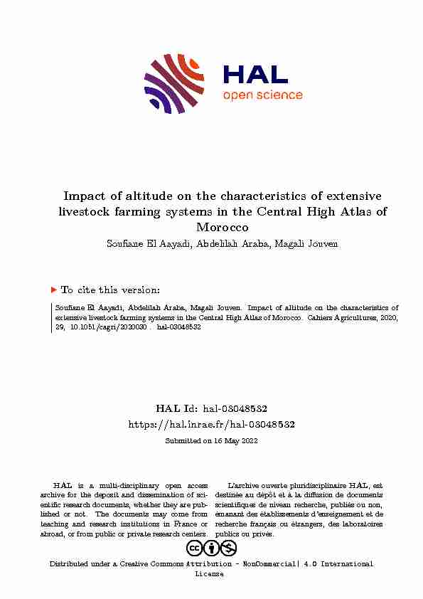 Impact of altitude on the characteristics of extensive livestock