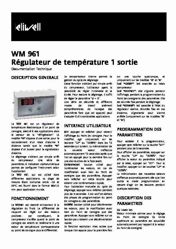 [PDF] WM 961 Régulateur de température 1 sortie